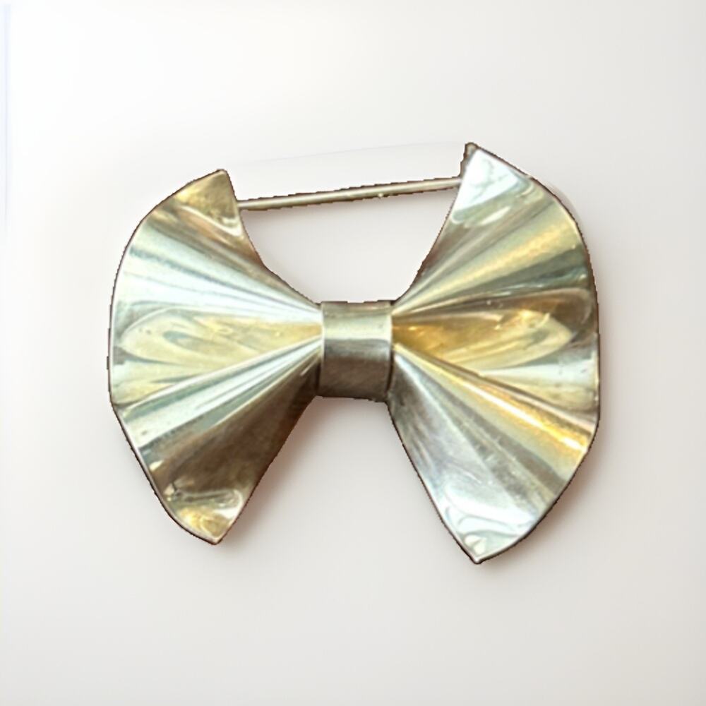 Vintage Taxco Mexico 925 Sterling Silver Modernist Bow Brooch Pin TG-134 15.63g